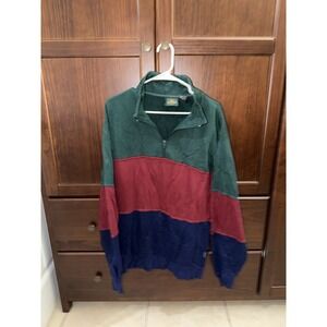 Vintage McGregor Sweater Shirt Mens L Tricolor Velvet 1/4 Zip Talon Chain Zip